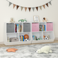 Kids Bookcase with Collapsible Fabric Drawers Children's Toy Storage Cabinet for Playroom White/Pink