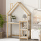 House-shaped Wooden writing Desk Kids study Table Bookshelf & Toy Storage Natural