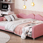 Full size Upholstered Daybed, Sherpa Fabric Sofabed with Cloud-Shaped Backrest, No Box-spring Needed, Pink