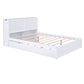 Queen Size Storage Platform Bed with Pull Out Shelves and Twin XL Size Trundle  White