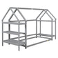 Twin House-Shaped Floor Bed with 2 Detachable Stands Grey