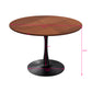 42" Modern Round Dining Table with Printed Oak Color Grain Table Top and Metal Base