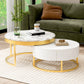 Modern Round Nesting Coffee Table with Drawers, White Finish for Living Rooms