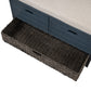 TREXM Storage Bench with Removable Basket and 2 Drawers, Fully Assembled Shoe Bench with Removable Cushion (Navy)