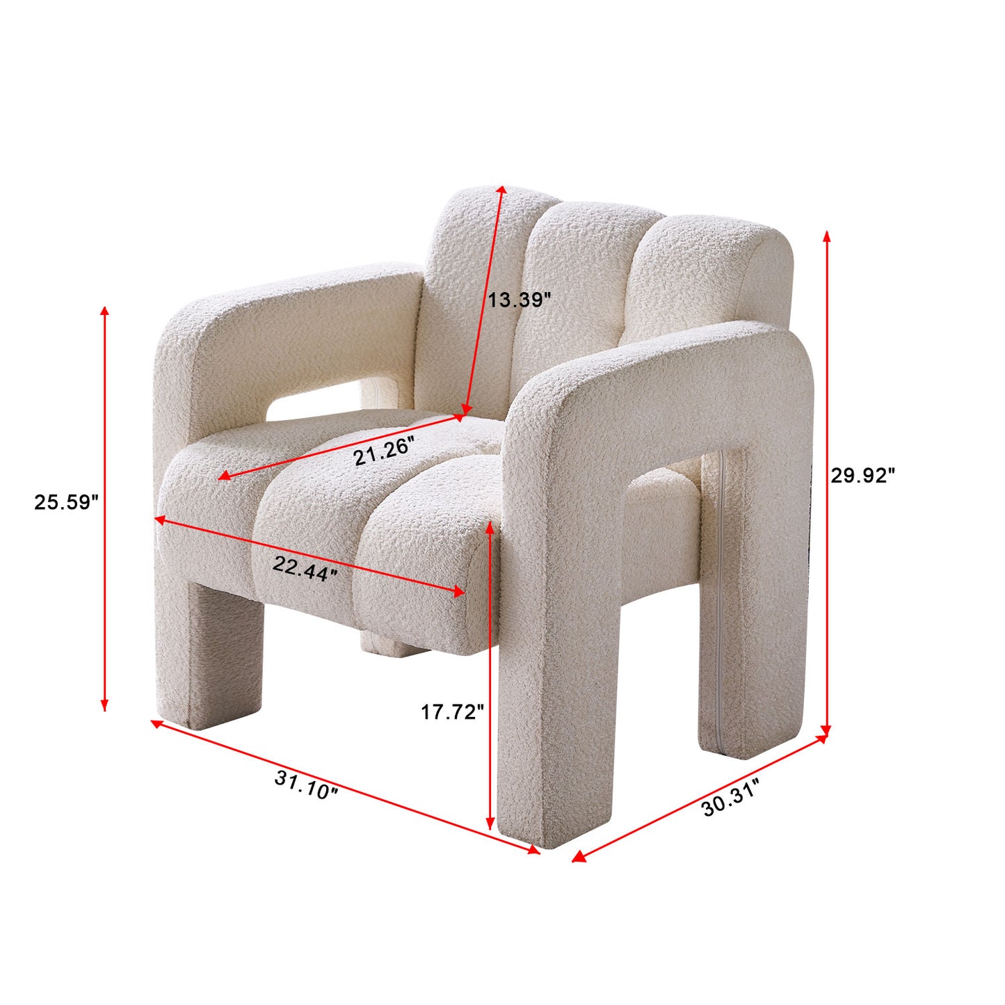 Sillón tapizado con borlas de 31,10" de ancho, diseño moderno y cómodo para salas de estar