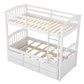 Twin over Twin Wood Bunk Bed with Trundle and Drawers White