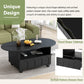 ON-TRANS flexible cream style coffee table with 2 brake wheels, drawers, large storage space,black, 39.37 '' x 23.6 ''