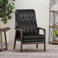 Mid Century Modern Upholstered Accent Chair, Matte Black Faux Leather