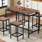 TREXM 5-piece compact bar table with table and stool - modern industrial design (dark brown)