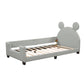 Twin Size Upholstered Daybed with Carton Ears Shaped Headboard  Grey