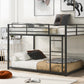 Full over Full Metal Bunk Bed Low Bunk Bed with Ladder Black