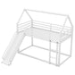 Twin over Twin House Bunk Bed with Ladder and Slide,White