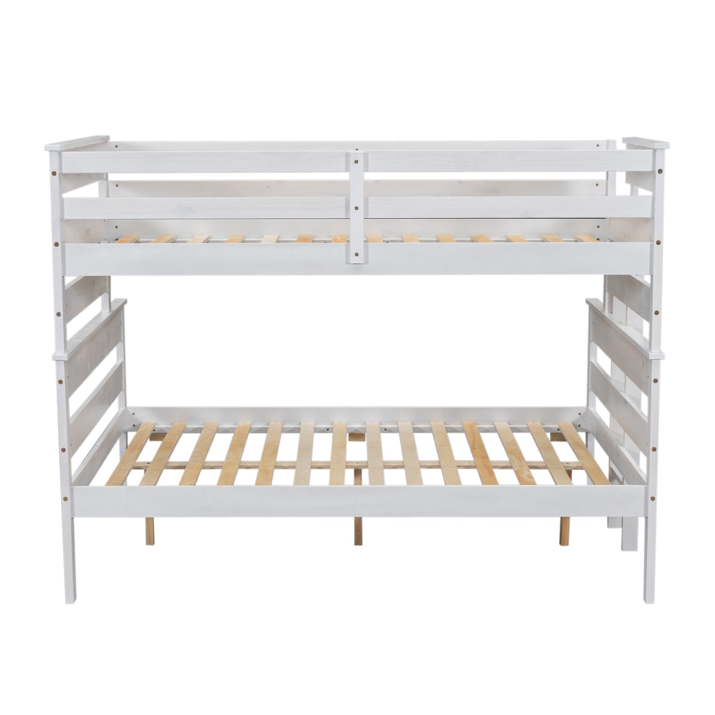 Wood Twin over Full Bunk Bed with Ladder White