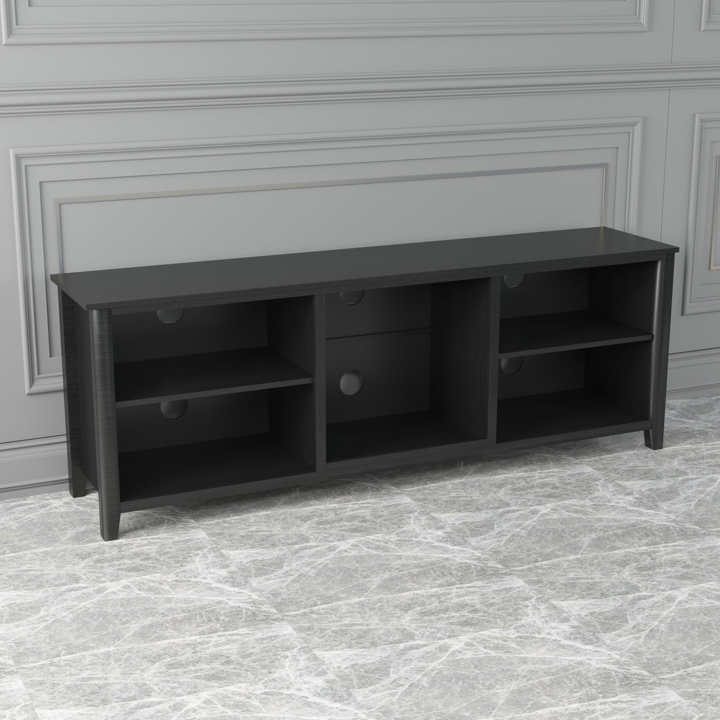 TV Stand Storage Media Console Entertainment Center Tradition Black