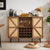 Oak Color Faux Rattan Barn Door Wine Cabinet with Wine Rack and Wine Glass Rack, Double Door Design with Removable Shelves