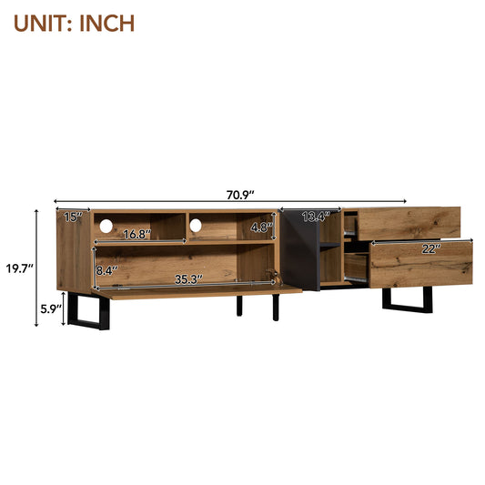 Mueble de TV moderno para televisores de 80 pulgadas, consola multimedia con doble espacio de almacenamiento, diseño elegante para salas de estar