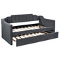 Upholstered Twin Daybed with Trundle, Black Finish for Bedrooms and Guest Rooms