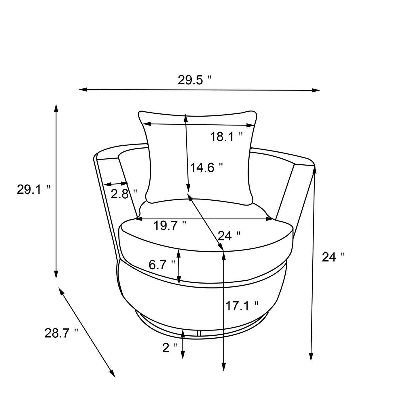 Rotating bucket chair living room comfortable circular sofa chair 360 degree rotating bucket club chair armchair (beige)