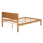 Platform Bed Frame with Headboard, Wood Slat Support No Box Spring Needed Full  Oak