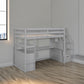 Twin Size Loft Bed with Desk and Shelves Two Built-in Drawers, Storage Staircase Gray