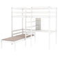 Convertible Loft Bed with L-Shape Desk, Twin Bunk Bed with Shelves and Ladder White