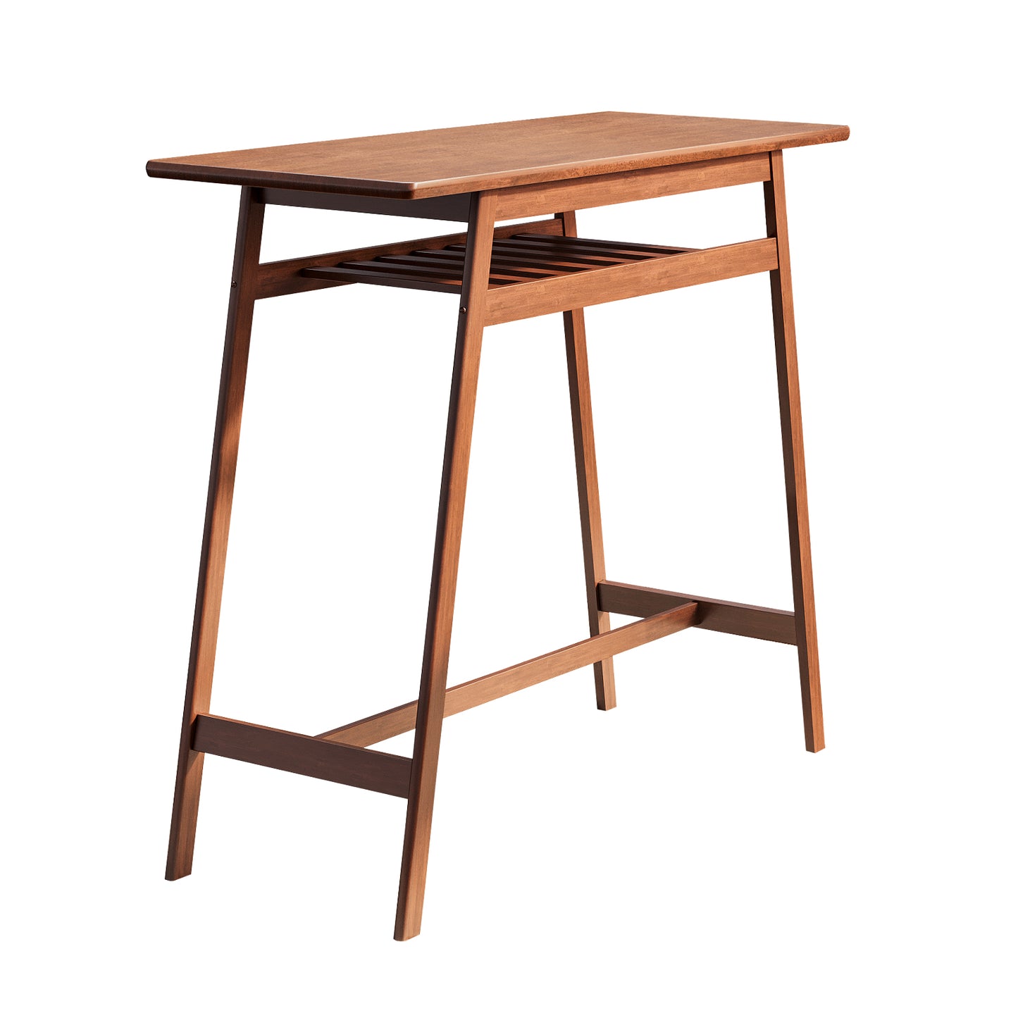 3-Piece Pub Dining Set, Retro Bar Table with Rubber Wood Stackable Backless High Stools for 2