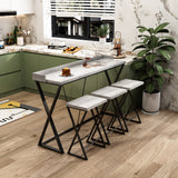 Modern Design Kitchen Dining Table Pub Table with X-Shaped Table Legs Long Dining Table Set with 3 Stools Gray