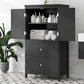 Bathroom Storage Cabinet, Cabinet with Two Doors and Drawers, Adjustable Shelf, MDF Board, Black