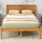 Platform Bed Frame with Headboard, Wood Slat Support No Box Spring Needed Full  Oak