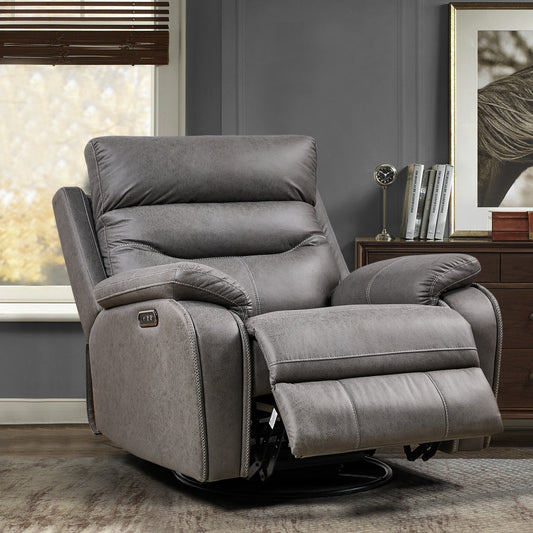 Liyasi Dual OKIN Motor Rocking and 240-Degree Swivel Recliner Chair with Infinite Position Headrest Grey