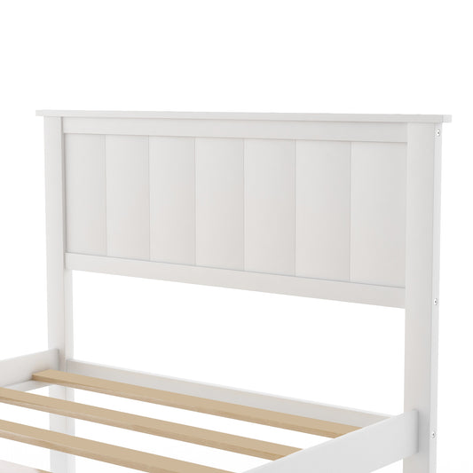 Twin Size Platform Bed with Under-bed Drawer White