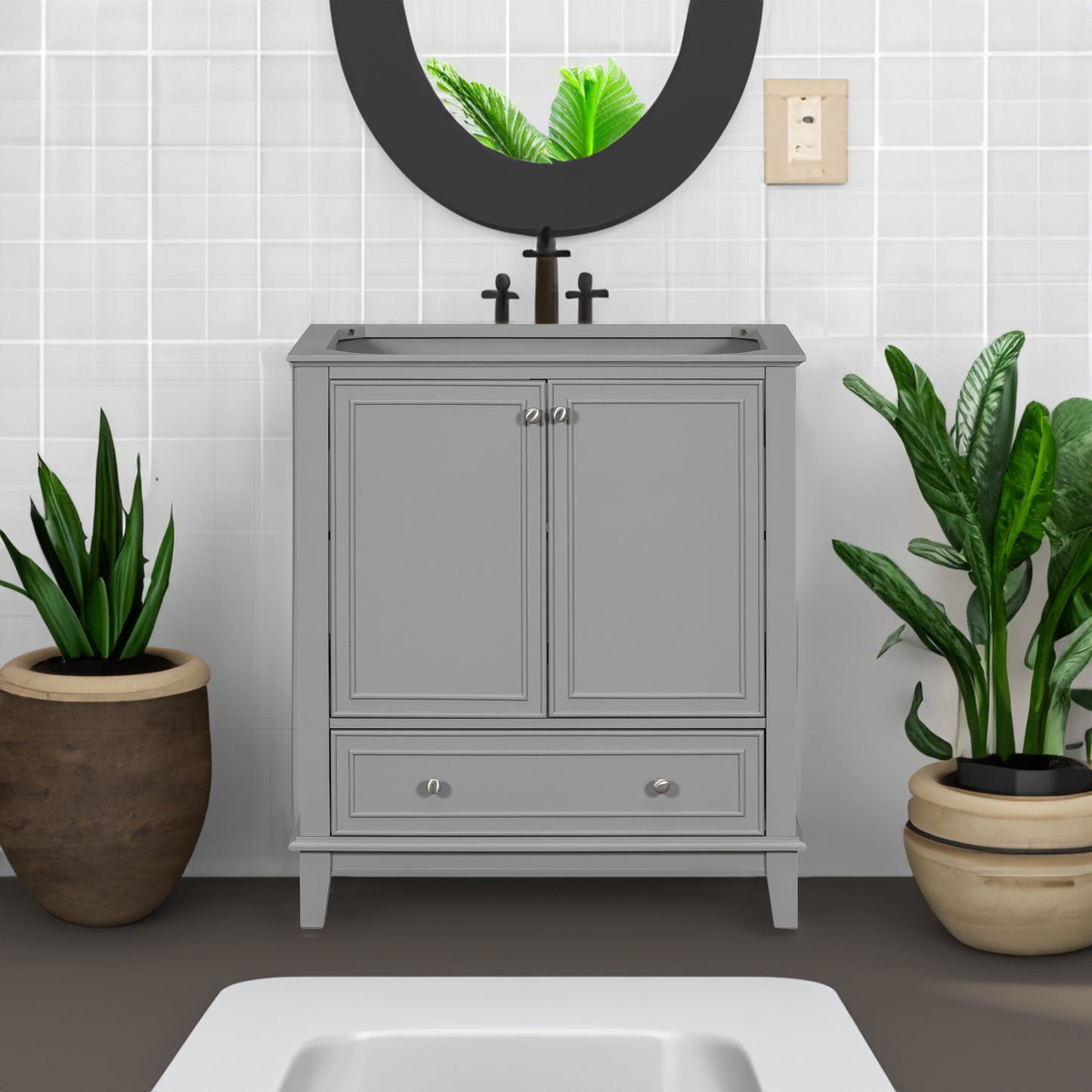 Grey Bathroom Vanity, Modern and Functional Design for Bathrooms with Ample Storage Space