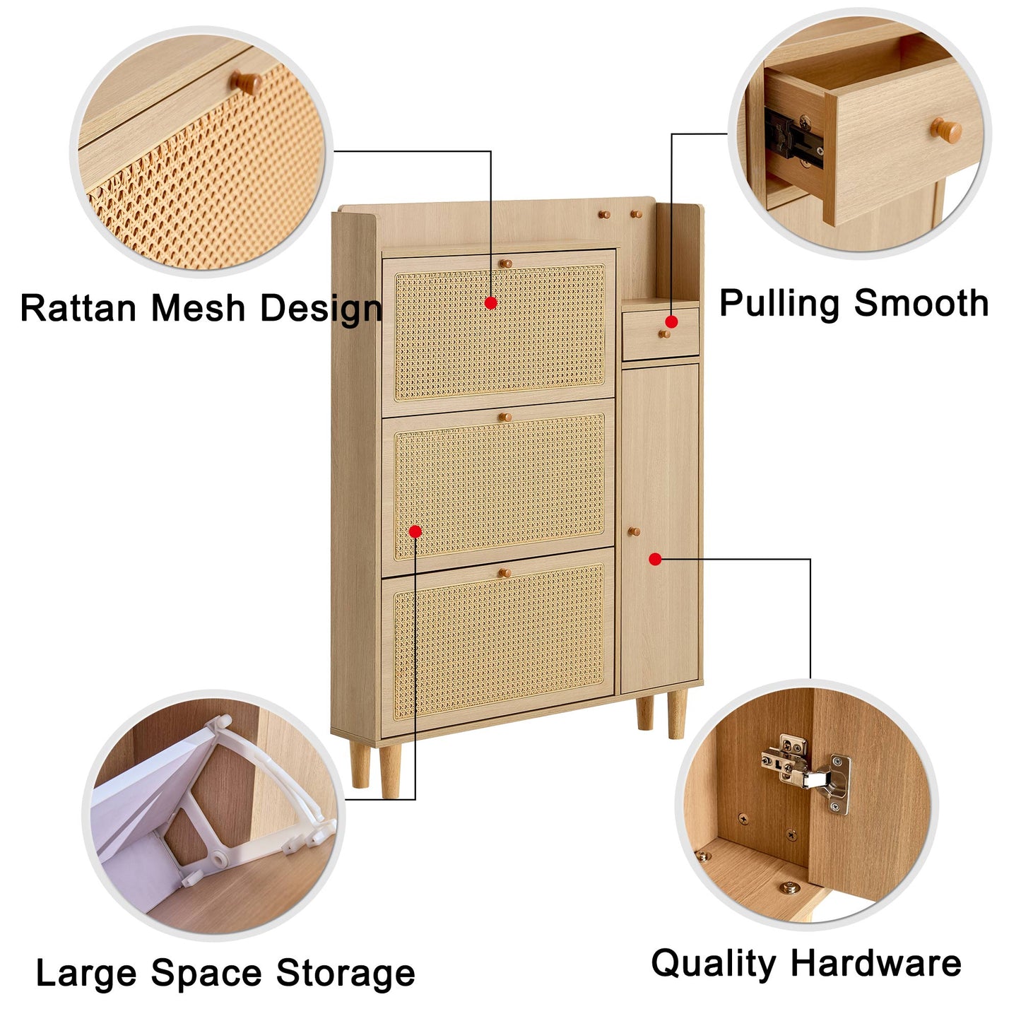 Modern minimalist storage cabinet MDF bed top cabinet Japanese rattan shoe cabinet, small home furniture