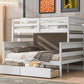 Wood Twin over Full Bunk Bed with 2 Drawers  White