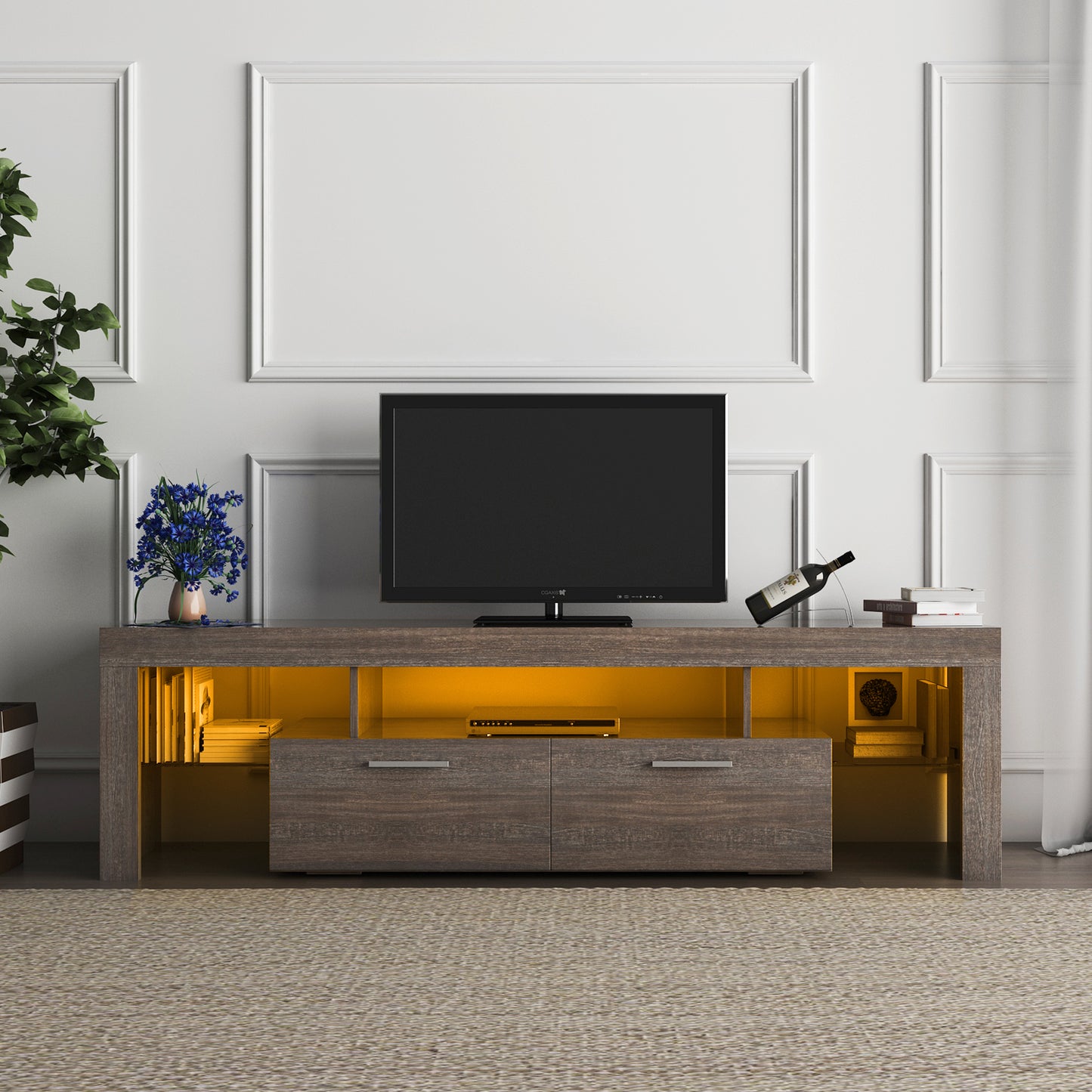 Brown simple modern TV stand