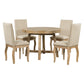 TREXM 5-Piece Farmhouse Dining Table Set with Round Extendable Table and 4 Upholstered Chairs, Natural Wood Wash