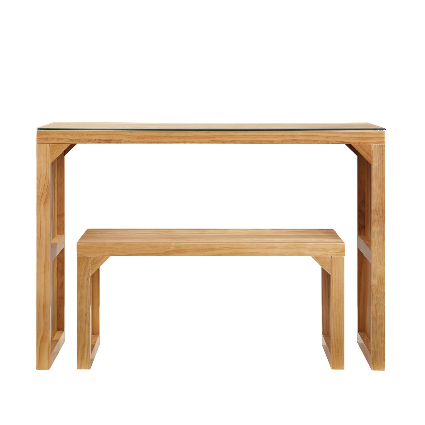 Dining Bench and Table Set, Pine Wood Design for Entryways, Living Rooms, and Kitchens