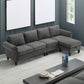 Convertible Sectional Sofa with Storage, L-Shaped Design in Modern Linen Fabric, Gray for Living Rooms