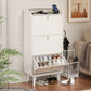 Modern Arc Design Shoe Cabinet With 3 Drawers,Shoe Storage Cabinet for Entryway,Outdoor,White Finish