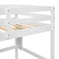 Twin Loft Bed with built-in desk and bookcase of three compartments, Guardrails and Ladder,White