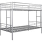 Metal bunk bed/sturdy/noise reduction/2 side ladders/safety guardrails/CPC certification/no spring box required (Silver)