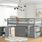 Low Study Twin Loft Bed with Cabinet and Rolling Portable Desk - Gray (OLD SKU :LP000113AAE)