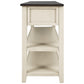 Retro Design Console Table with Two Open Shelves, Pine Solid Wood Frame and Legs, Espresso and Beige Finish