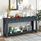 TREXM Console Table with Storage Drawers and Bottom Shelf, Navy Finish for Entryways and Hallways