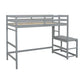 Twin High Loft Bed with Ladder landing Platform, Ladders, Guardrails,Grey