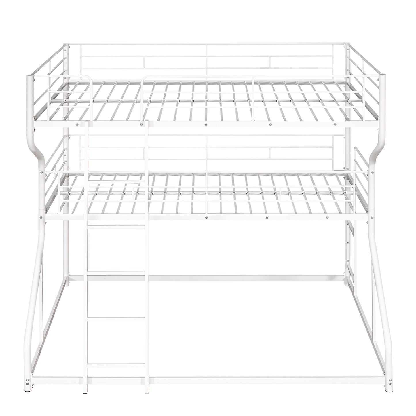 Full XL over Twin XL over Queen Size Triple Bunk Bed with Long and Short Ladder White