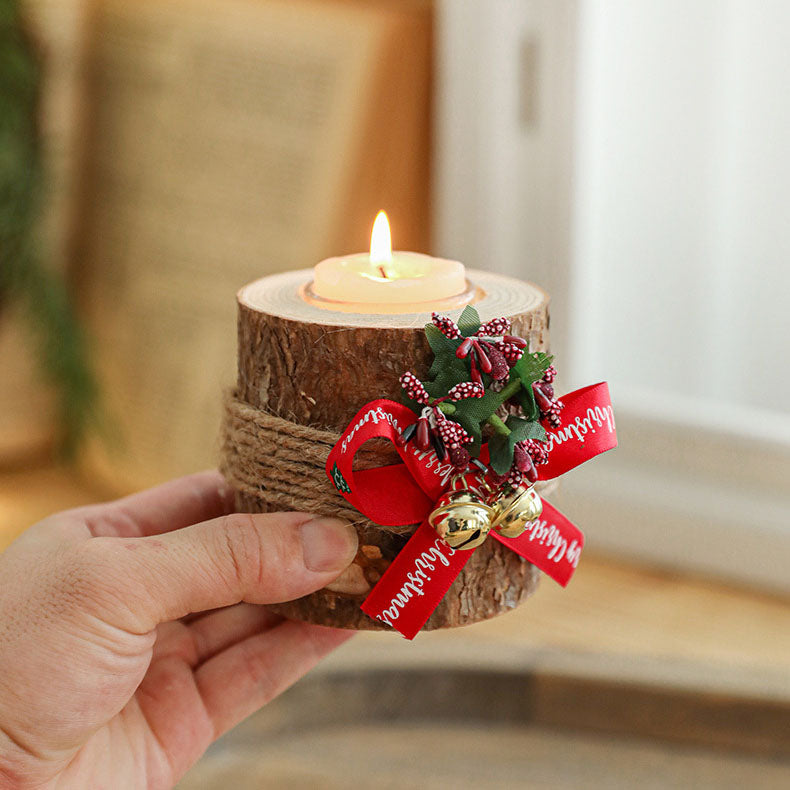 Christmas candle holder, solid wood candle stand, holiday decoration lamp stand, fragrance container, candle base, candlelight meal arrangement, cup holder