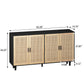 62.20" Elegant 4-Door Rattan Storage Cabinet, Decorative Design for Bedrooms, Living Rooms, and Offices, Black