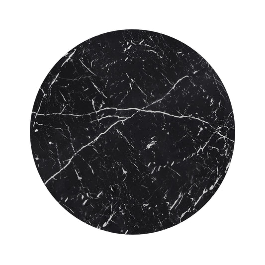 Modern Round Dining Table with Printed Black Marble Table Top for Dining Room