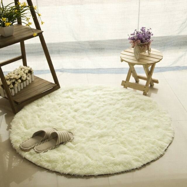 Fluffy Round Rug Carpets for Living Room Kilim Faux Fur Carpet Kids Room Long Plush rugs for bedroom Shaggy Area Rug White